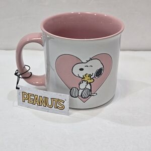 PEANUTS SNOOPY WOODSTOCK PINK HEART COFFEE MUG  VALENTINE'S DAY